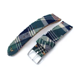 20mm MiLTAT Dundee Tartan Pattern Watch Strap, Brown Stitching