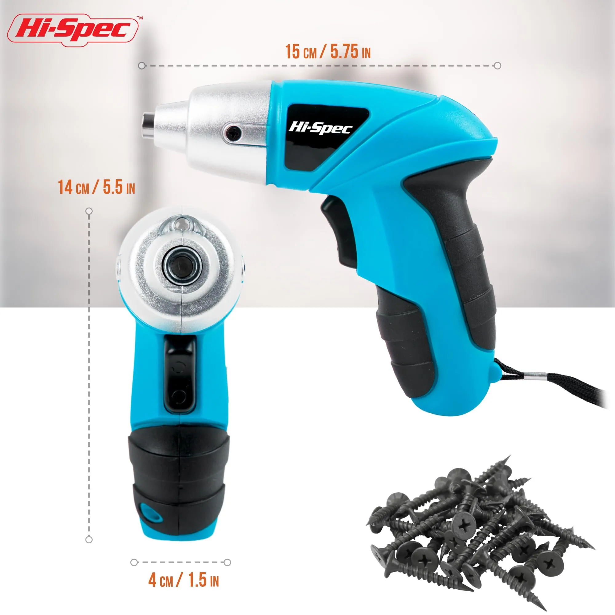 27pc 3.6V Blue Compact Electric Power Screwdriver Set. Cordless & USB Rechargeable with 23 Driver Bits for Home & Office Use