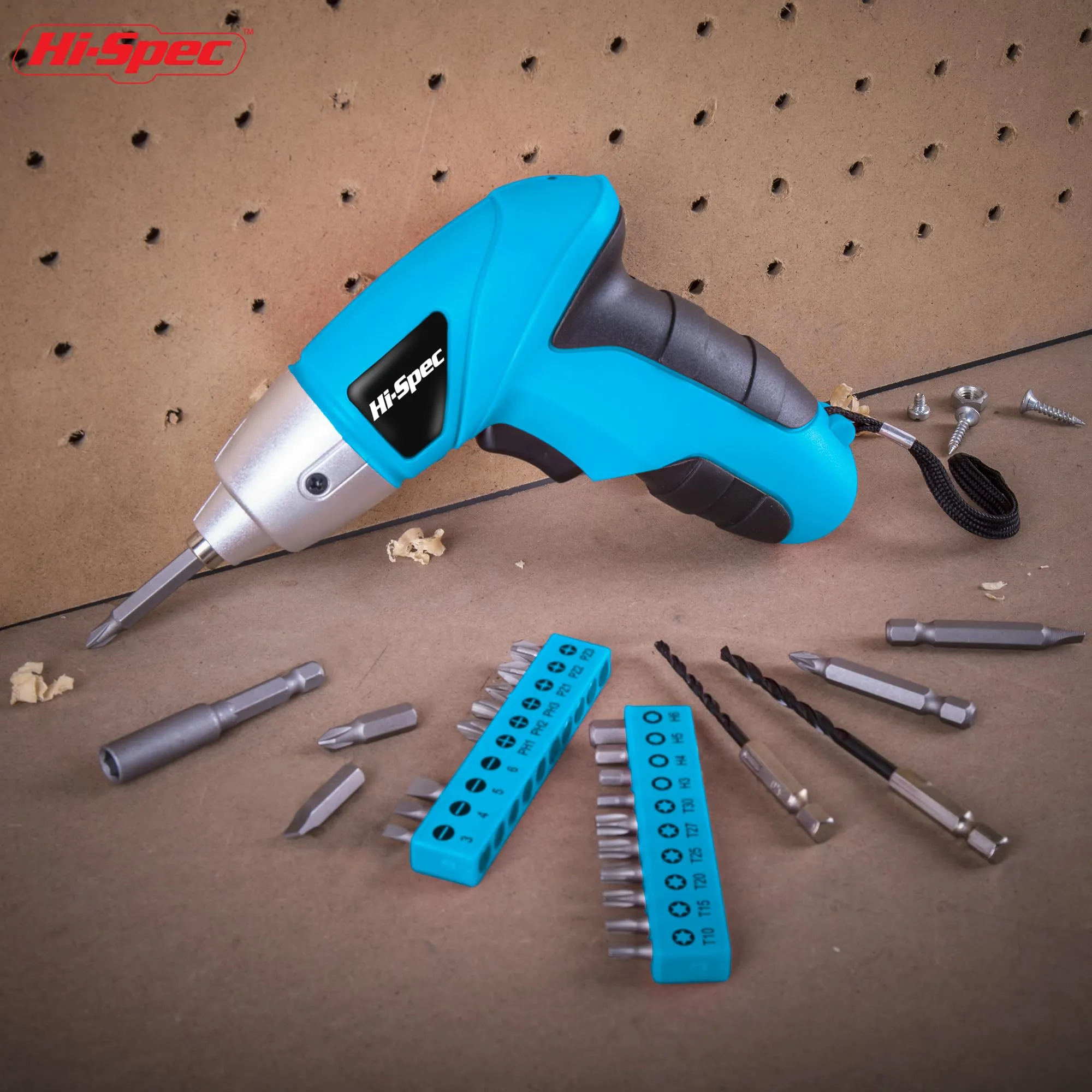 27pc 3.6V Blue Compact Electric Power Screwdriver Set. Cordless & USB Rechargeable with 23 Driver Bits for Home & Office Use