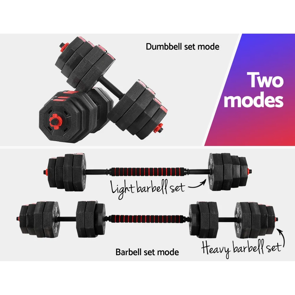 40KG 2-in-1 Dumbbell Barbell Set Adjustable Dumbbells Weights Home Gym Fitness