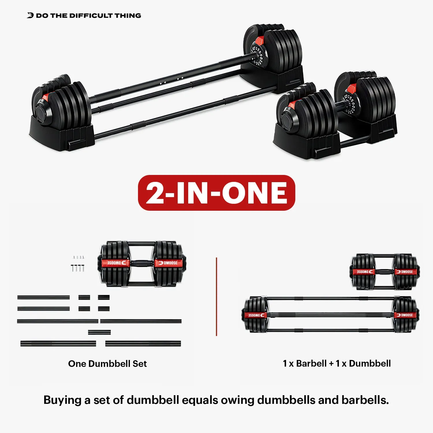 90 lb Adjustable Dumbbell & Barbell Set