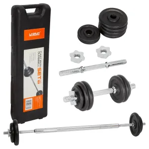 Adjustable 2-in-1 Dumbbell & Barbell Set With Carry Case - 30KG