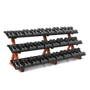 BFS - D1 STORAGE - 3 TIER DUMBBELL RACK (8'4") SHELF HEX DB (15 PAIR)