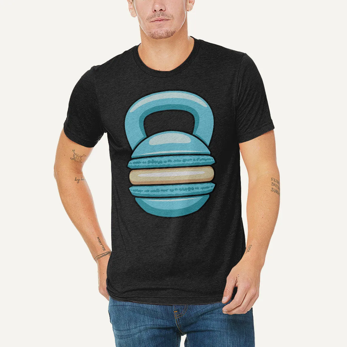 Blue Macaron Kettlebell Design Men’s Triblend T-Shirt