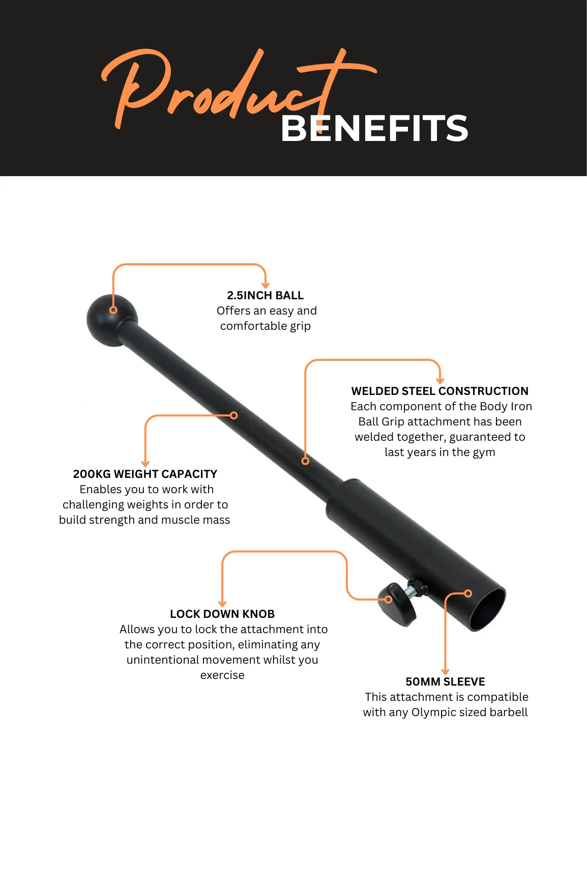 Body Iron Ball Club Grip Olympic Bar Attachment