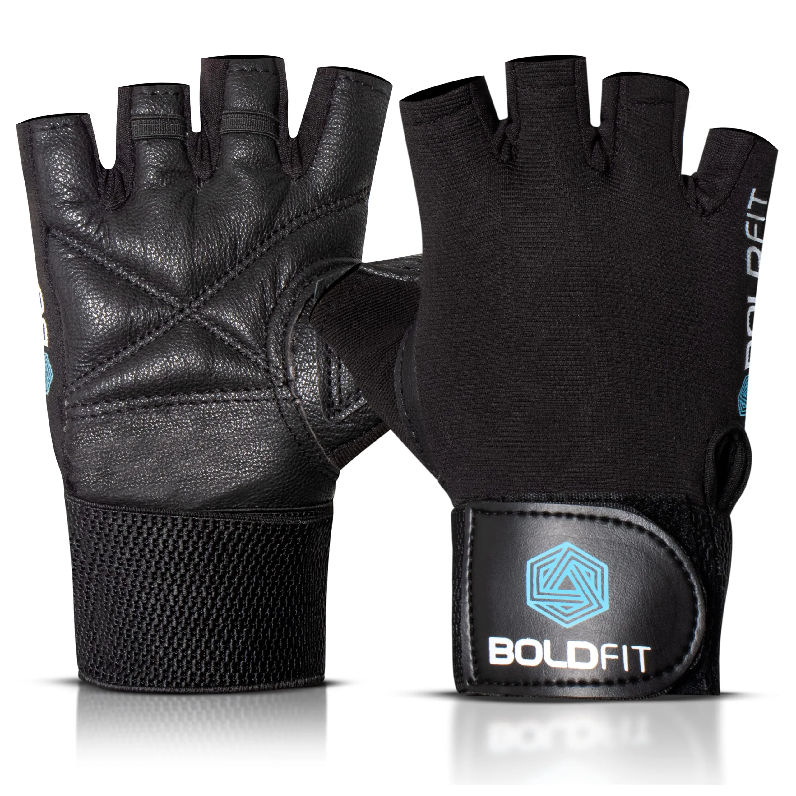 Boldfit Gym Gloves for Men & Women with Wrist Support Accessories for Weightlifting, Training, Exercise, Cycling Gloves, Bike Sports Gloves- Warrior -M, Polycotton Blend, Black, Medium (7.5" - 8")