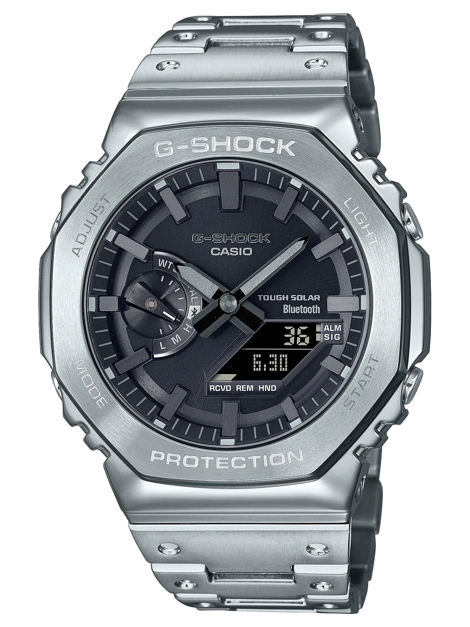 Casio G-Shock Full Metal Solar/Bluetooth® Mens Silver/Black Watch GMB2100D-1A