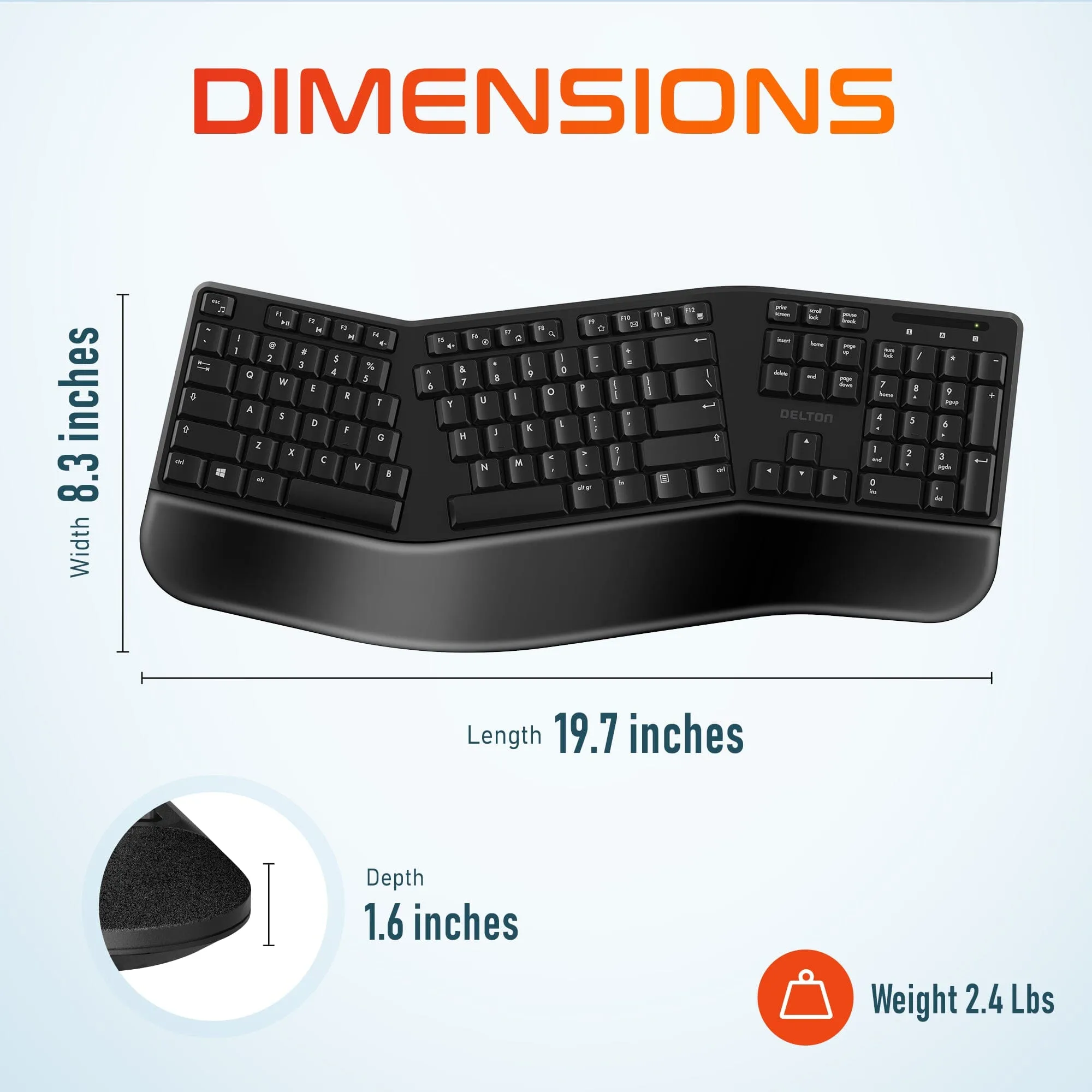 Delton G20 Ergonomic Wireless Split Keyboard and Vertical Ergonomic Bluetooth Mouse