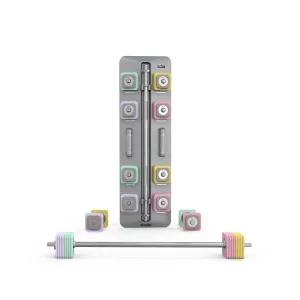 DHT D600S Wall Mount Macaron Style 6 Color Adjustable 1.8-22 lb Dumbbells, 6-54 lb Barbell Set