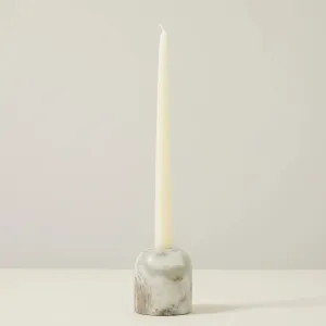 DUAL FUNCTION TAPER/TEALIGHT CANDLE HOLDER, LARGE WHITE MARBLE