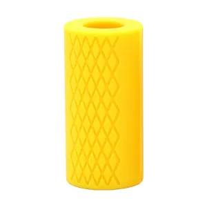 Dumbbell Barbell Grip Silicone Thick Bar Handle(Yellow)