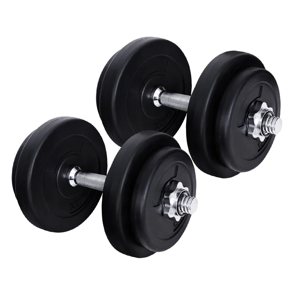 Dumbbells Set 20KG Weight Training Plates Home Gym Fitness Exercise Dumbbell