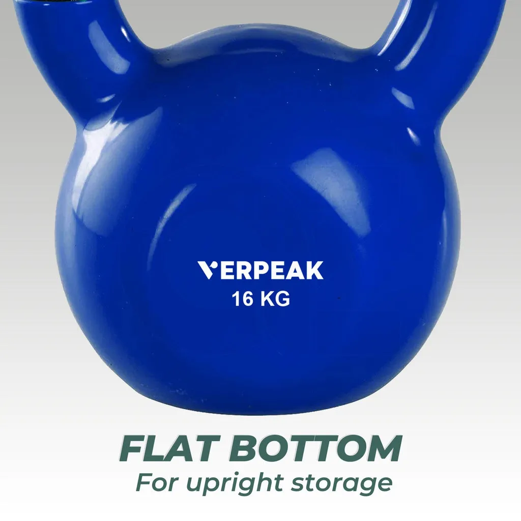 Durable Vinyl Kettlebell 6kg with Flat Bottom - Verpeak