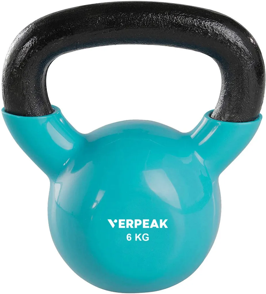 Durable Vinyl Kettlebell 6kg with Flat Bottom - Verpeak