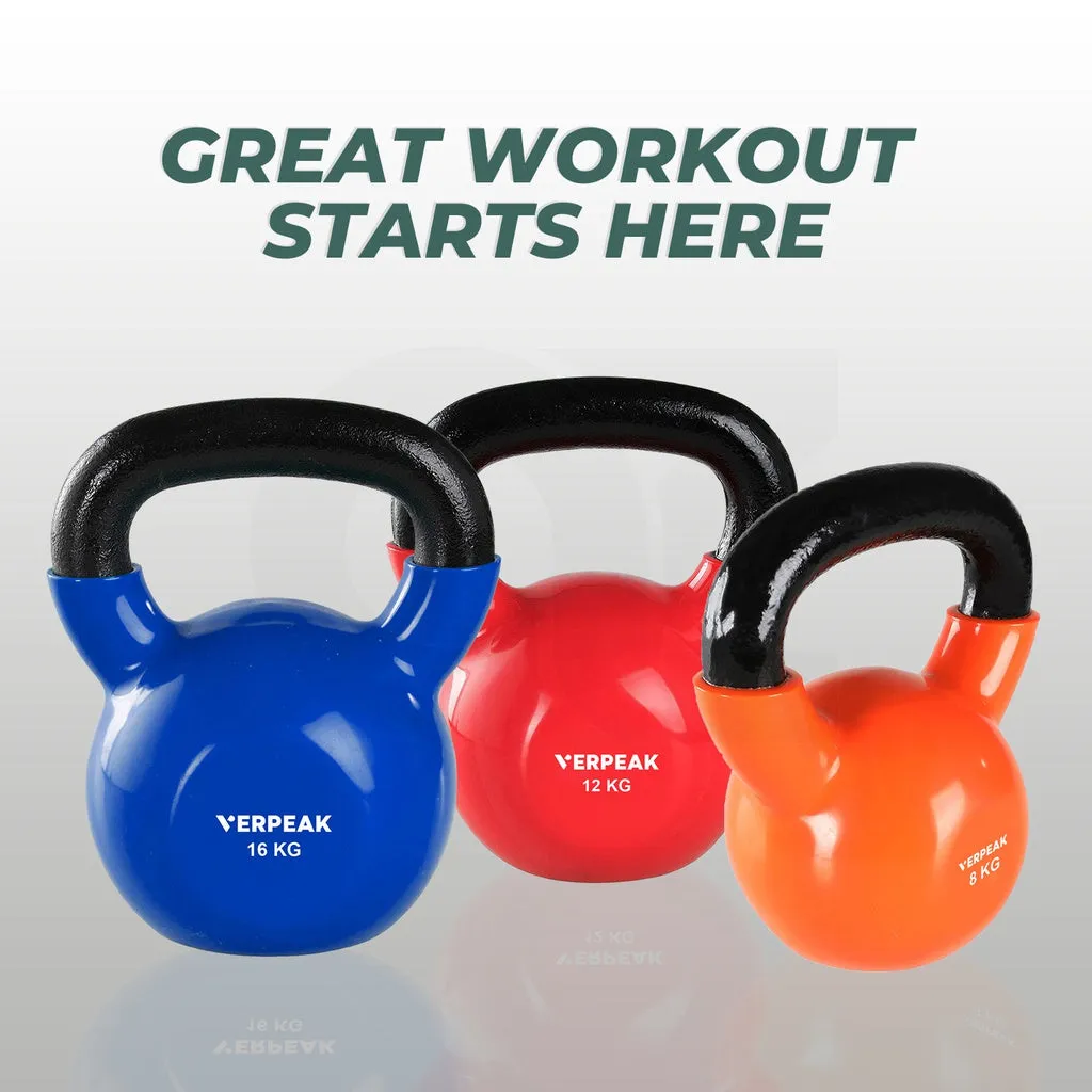 Durable Vinyl Kettlebell 6kg with Flat Bottom - Verpeak