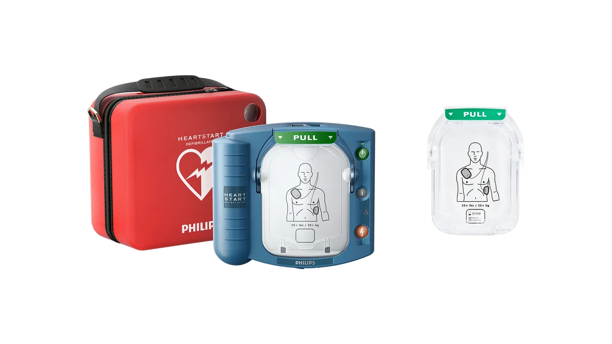 Ever Ready First Aid fully equipped kit with Philips AED with Cabinet, Defibrillation pads, and Beaty CPR  (Adults and Children)