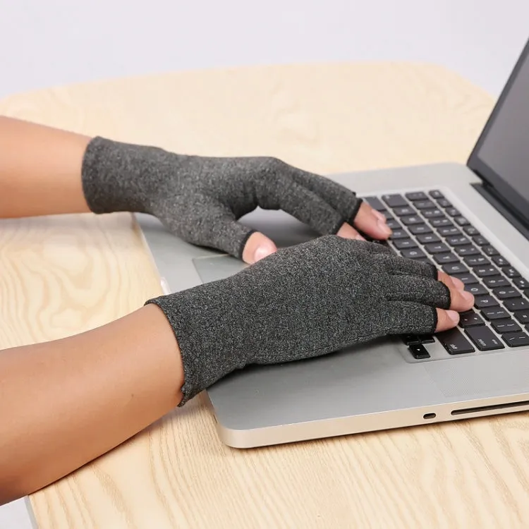 Gray A Pair Sports Breathable Health Care Half Finger Gloves Rehabilitation Training Arthritis Pressure Gloves, Size:S