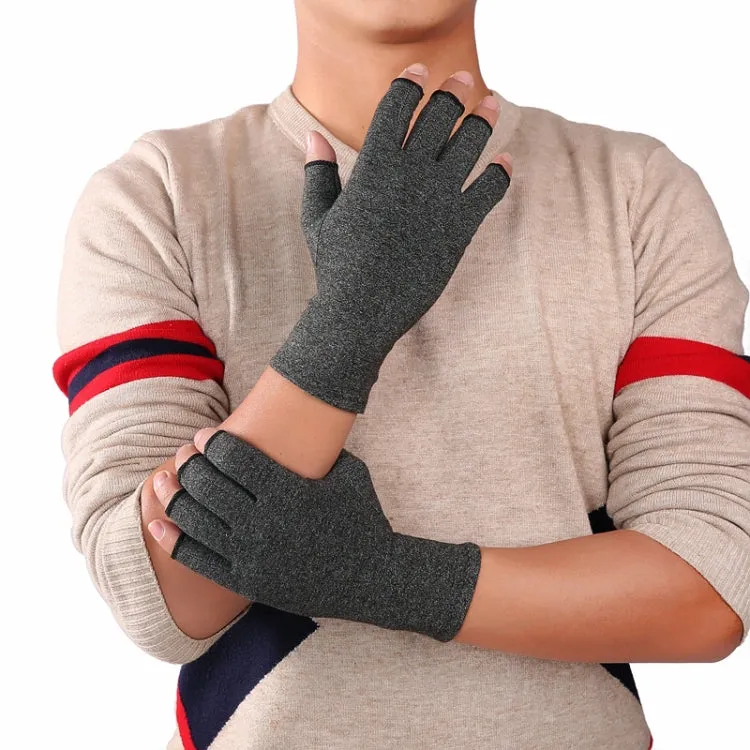 Gray A Pair Sports Breathable Health Care Half Finger Gloves Rehabilitation Training Arthritis Pressure Gloves, Size:S