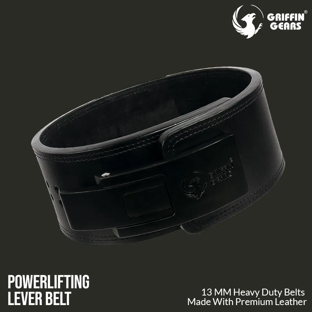 GRIFFIN GEARS Weight Lifting Gym Belt|Genuine Leather Gym Belt for Workout |Powerlifting Belt Deadlift Belt Gym For Back Support Lifting Belt-10MM (Medium-32"to 41")