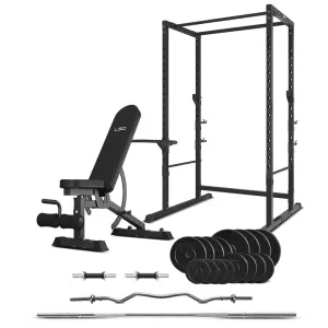 Heavy-Duty Power Rack & 14-Level FID Bench   90kg Weight Set