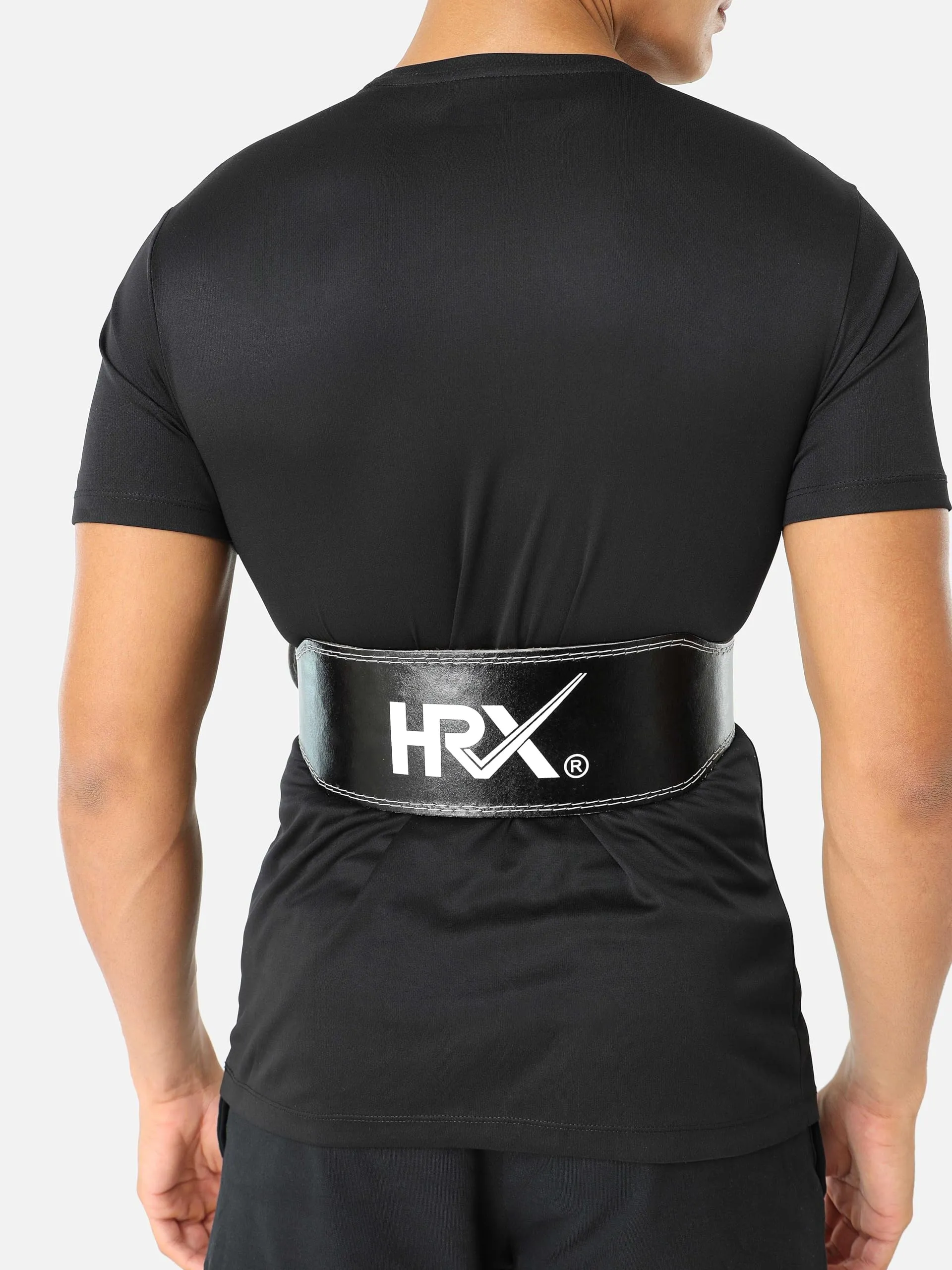 HRX Gym Belt for Weightlifting Workouts Deadlifts Powerlifts | Back Support for Exercise (HRGB01LEBKSL_Black_S)