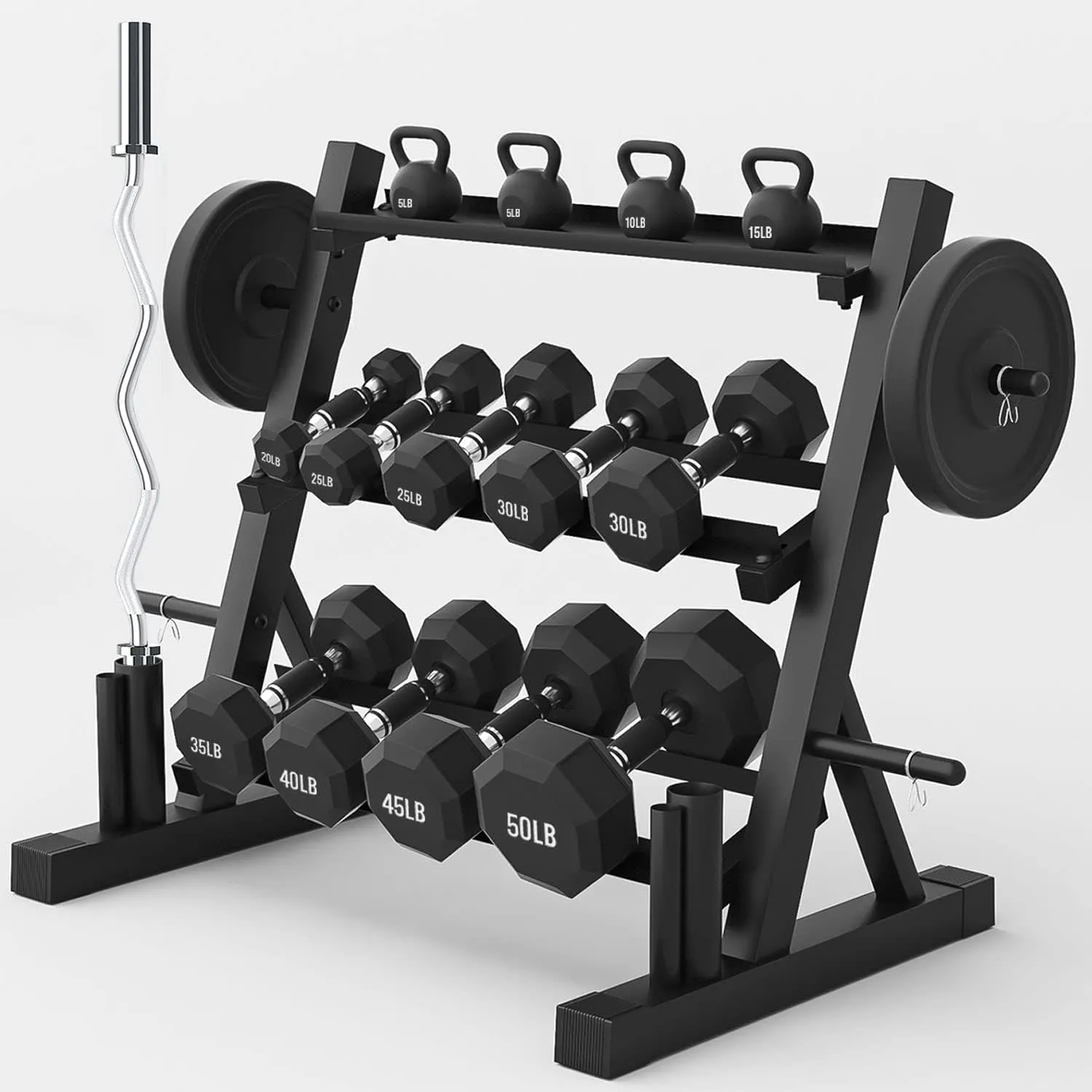 IRIS Multifunctional Weight Rack for Home Gym Suitable for Storage of Dumbbell, Weight Plates, and Curl Bar