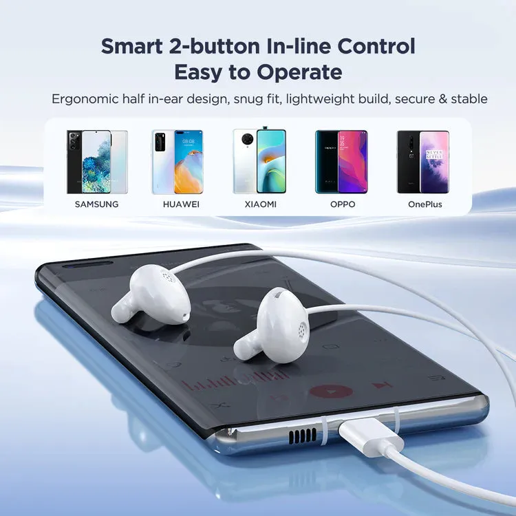 Joyroom Ergonomic Half In Ear Design Type-C Wired EarPods