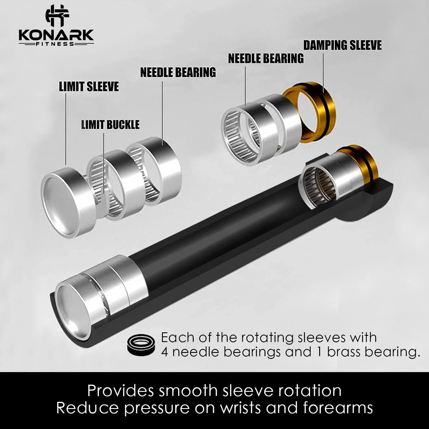 Konark Fitness 6 Feet Olympic Barbell Rod Bench Press, Deadlift, Powerlifting, CrossFit Training (28 mm Internal Dia and 50mm Outer Dia) with Two Springs Collar (6 Feet with Spring Lock)