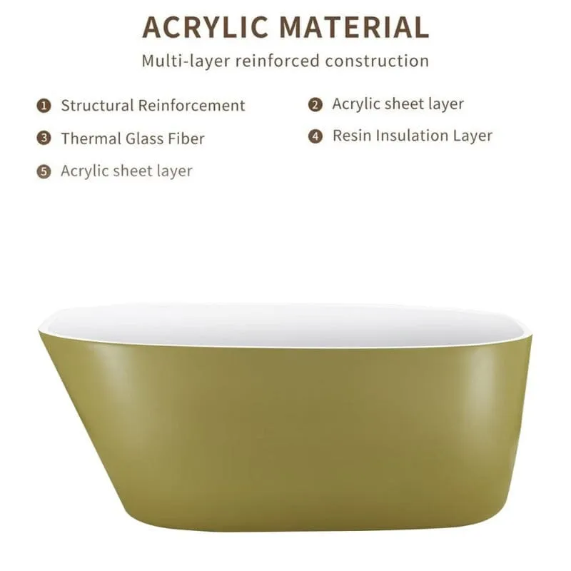 Mokleba 59" Acrylic Egg Shape Free Standing Tub for Bathroom