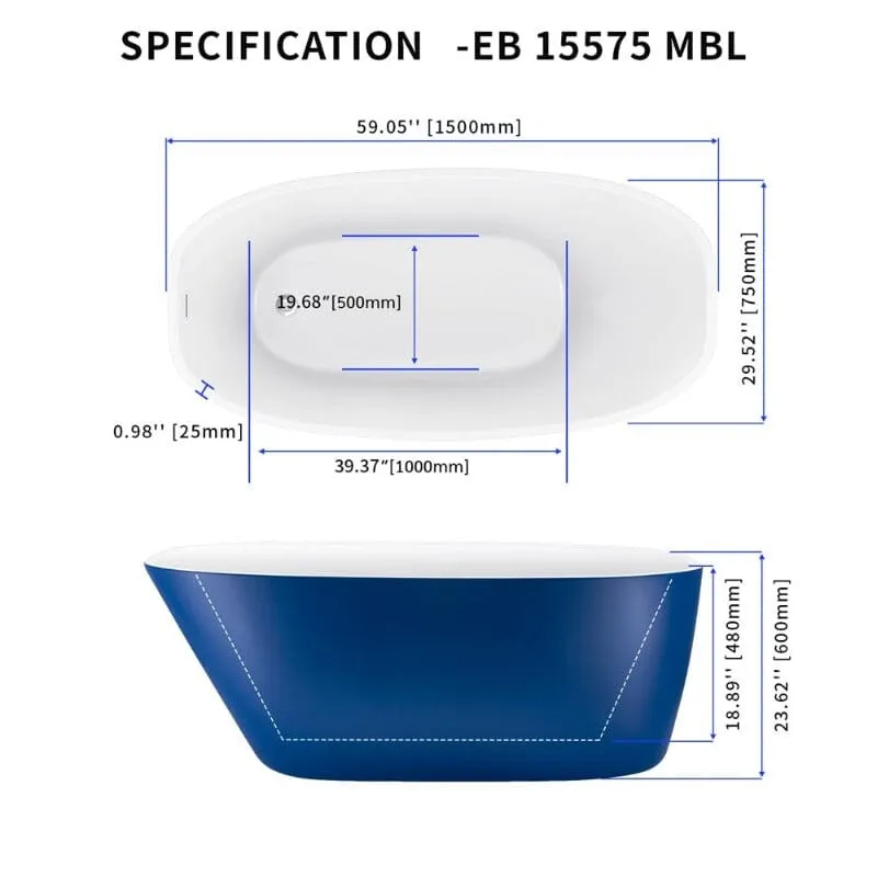 Mokleba 59" Acrylic Egg Shape Free Standing Tub for Bathroom