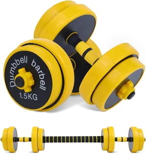 Nice C Adjustable Dumbbell Barbell Weight Pair, Free Weights 2-in-1 Set, Non-Slip Neoprene Hand, All-Purpose, Home, Gym, Office