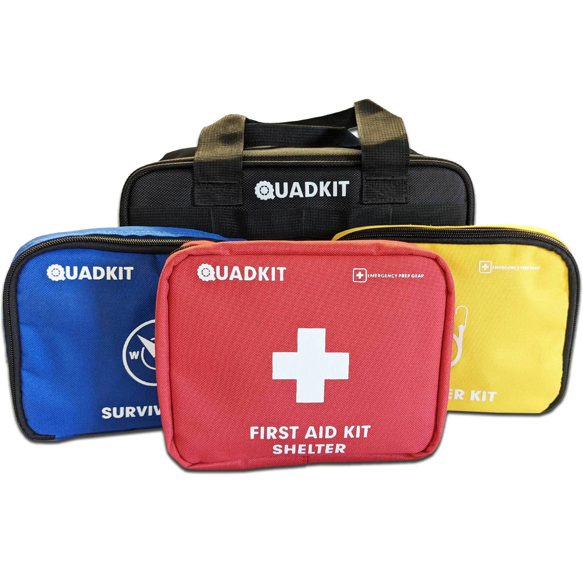 QUADKIT ATV Emergency Kit (106 Essential Items) for ATV;  UTV;  SxS;  4 Wheelers;  Quads;  Side by Sides;  4x4s;  Off-Road | 4-in-1 Kit: Auto Kit;  First Aid Kit;  Survival Kit;  Fastener Kit