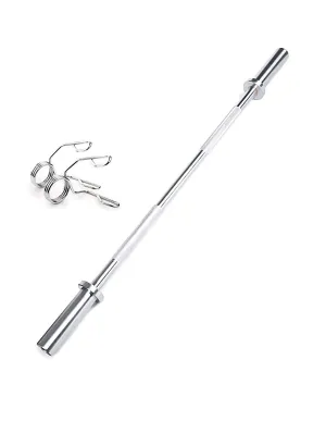 SE Fitness Heated Alloy Steel Silver Heavy Weight 3 Feet Straight Olympic Barbell Rod for Fitness (30 mm Internal Dia and 50mm Outer Dia) with Springs Side Locks