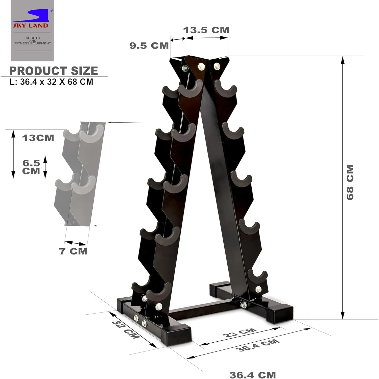 SKY LAND A-Shaped Dumbbell Rack Dumbbells Weight Storage Rack - Heavy-Duty Storage Stand for Home Gym EM-9366