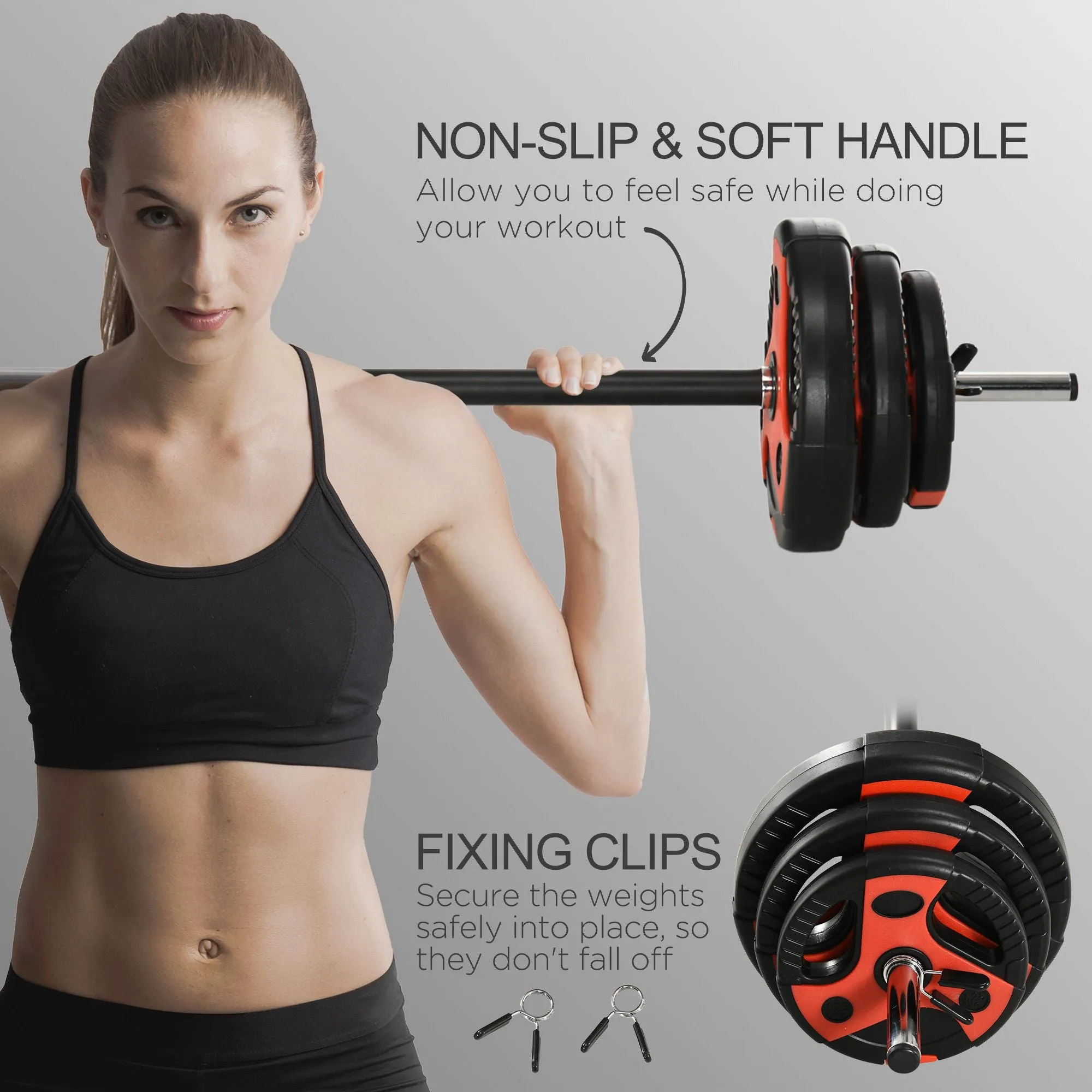 SPORTNOW 20kg Adjustable Barbell Weights Set for Home Gym Strength Training