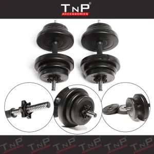 TnP Accessories Adjustable Dumbbell Set With Plastic Handle 15kg = 7.5Kg x 2