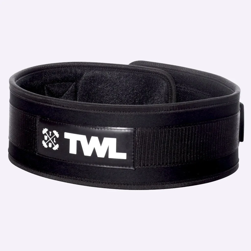 TWL - 4 inch Velcro Weight Lifting Belt - Black