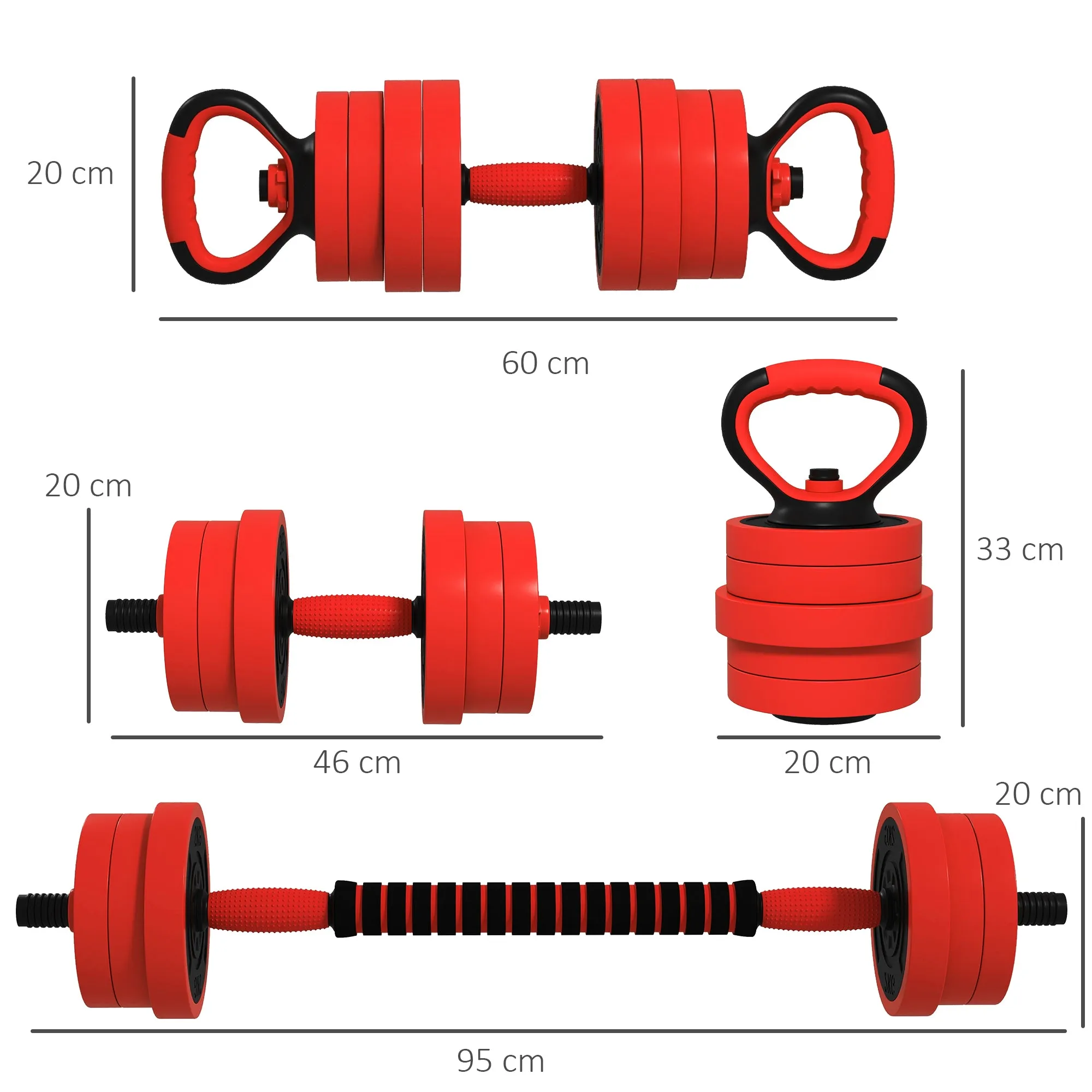 Weight Dumbbells Set, Barbell, Kettlebell, Push Up Stand, 20kg