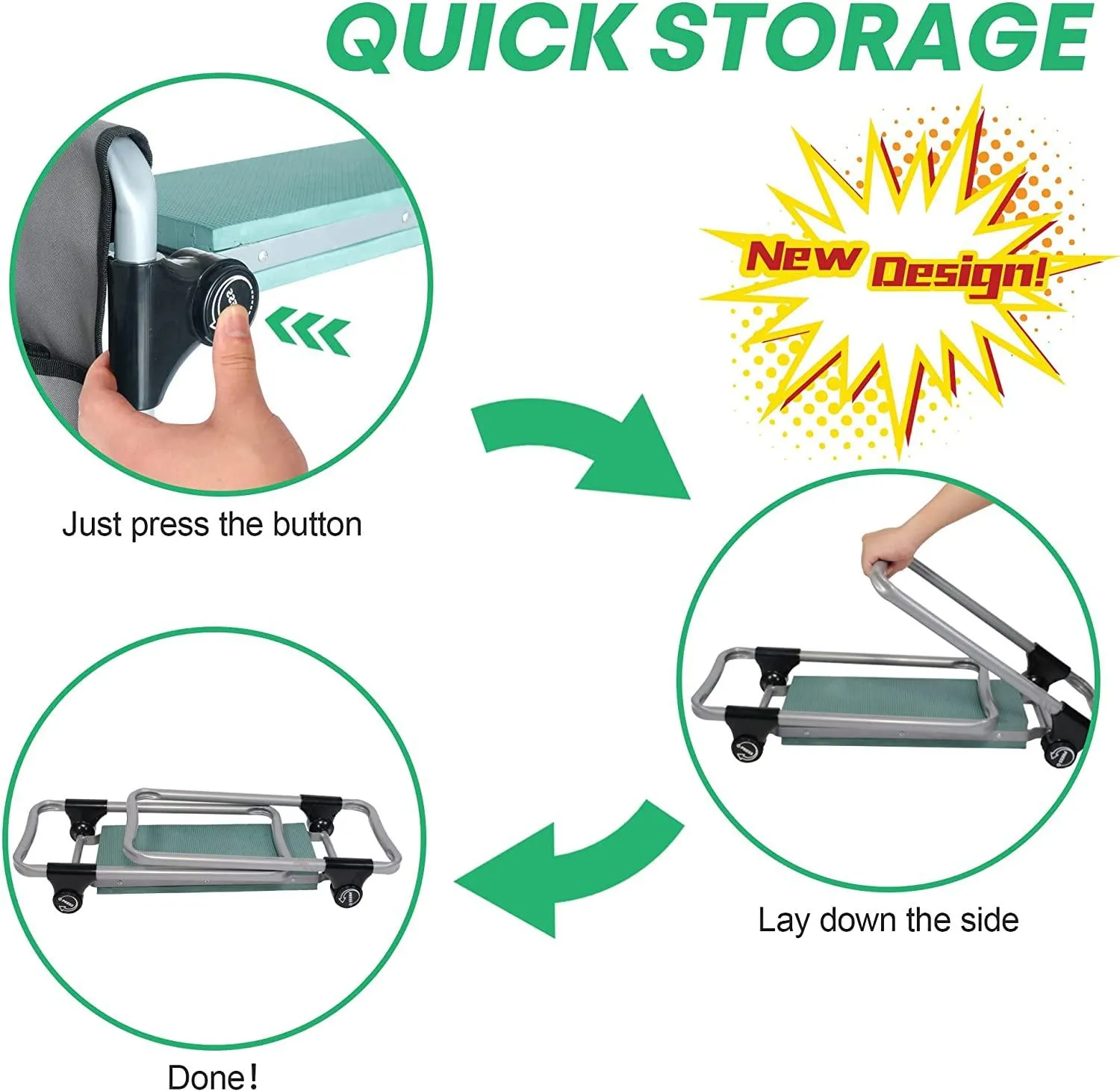 Widen Upgrade Foldable Garden Kneeler Bench Workseats and Seat Stool w/Tool Pocket and Soft EVA Kneeling Pad