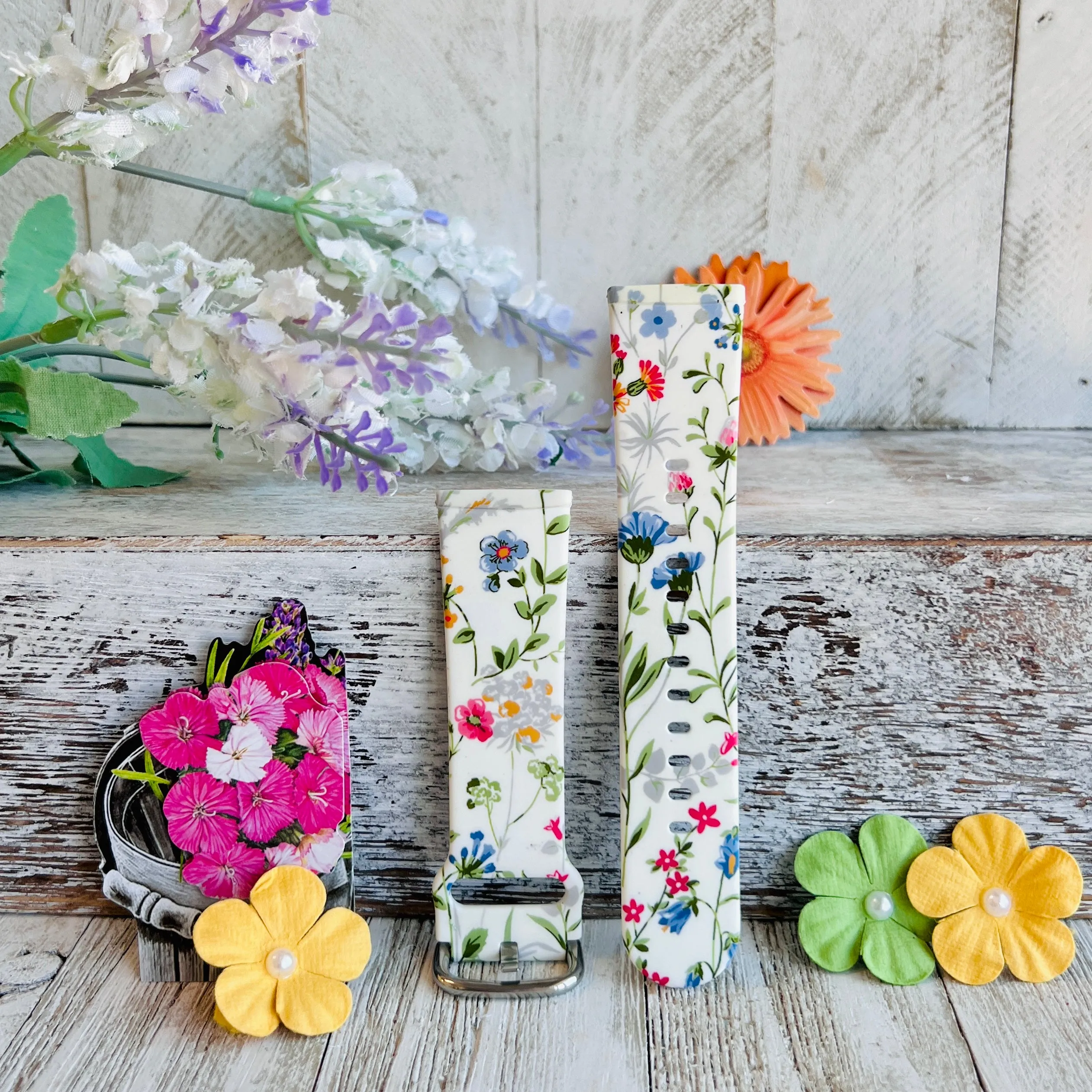 Wild Flowers Print Silicone Band For Fitbit Versa 3/4/Sense