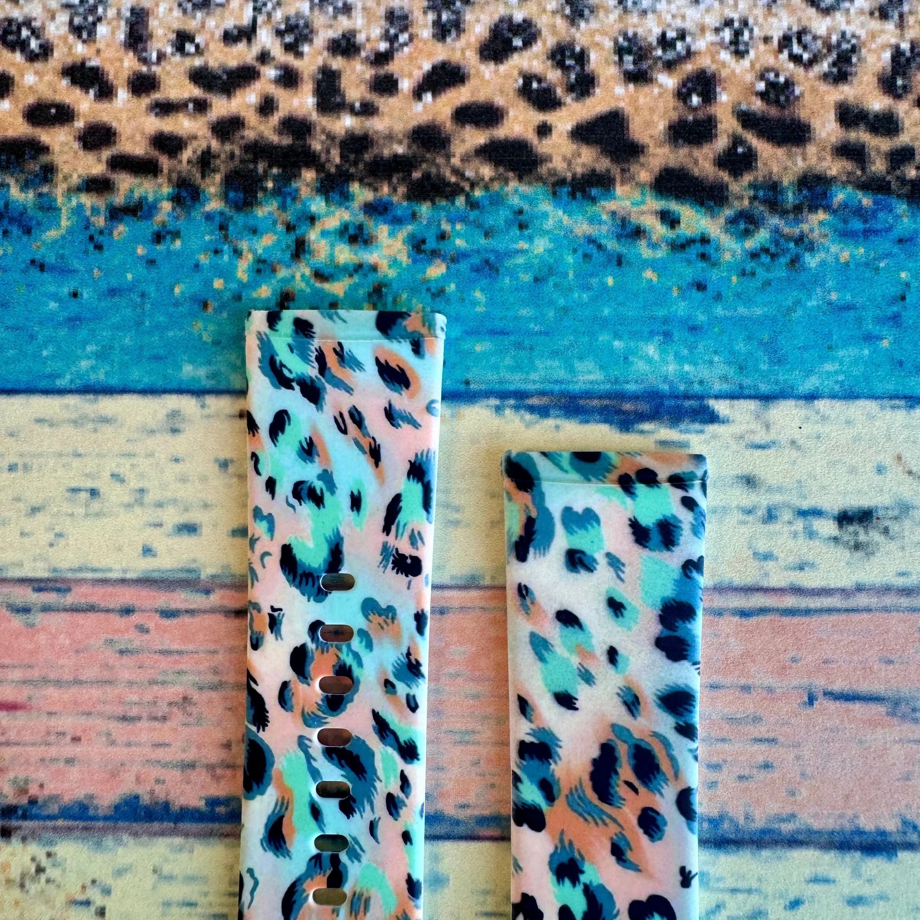 Wild Turquoise Leopard Print Silicone Band For Fitbit Versa 3/4/Sense